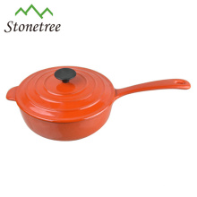 cast iron enamel frying pot with lid/cast iron enamel frying pan with lid